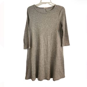 FOREVER ROSE RIBBED FIT AND FLARE 3/4 SLEEVE SHIRT DRESS SZ XL